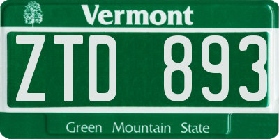 VT license plate ZTD893