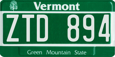 VT license plate ZTD894