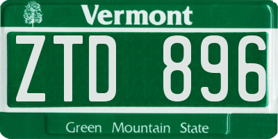 VT license plate ZTD896