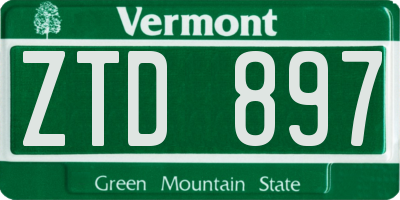 VT license plate ZTD897