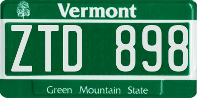 VT license plate ZTD898
