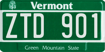 VT license plate ZTD901