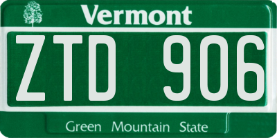 VT license plate ZTD906