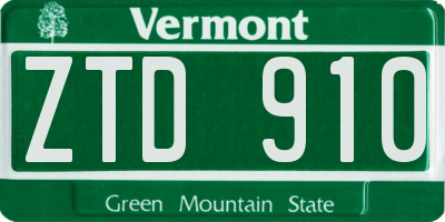 VT license plate ZTD910