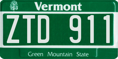 VT license plate ZTD911