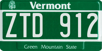 VT license plate ZTD912