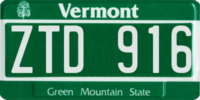 VT license plate ZTD916