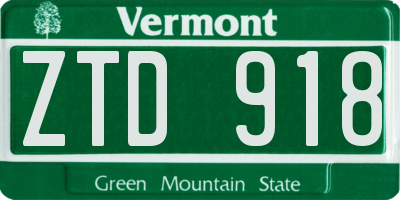 VT license plate ZTD918