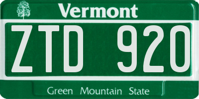 VT license plate ZTD920