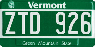 VT license plate ZTD926