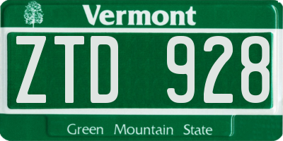 VT license plate ZTD928
