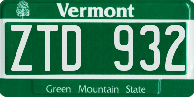 VT license plate ZTD932