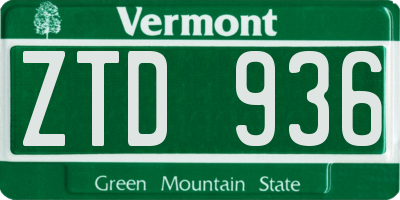 VT license plate ZTD936