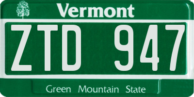 VT license plate ZTD947