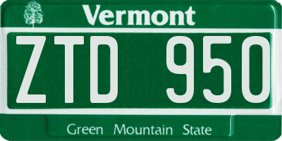VT license plate ZTD950