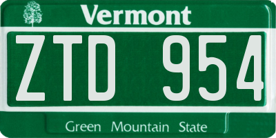 VT license plate ZTD954