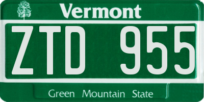 VT license plate ZTD955