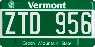 VT license plate ZTD956