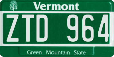 VT license plate ZTD964