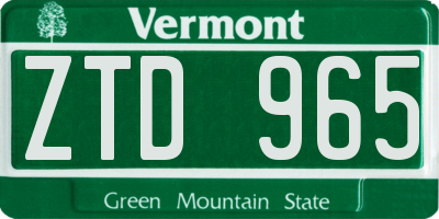 VT license plate ZTD965