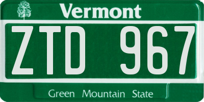 VT license plate ZTD967