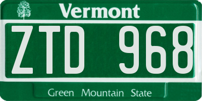 VT license plate ZTD968