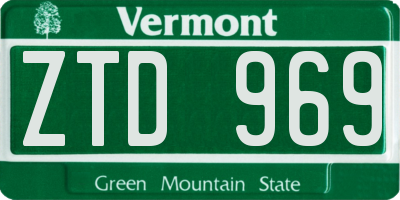 VT license plate ZTD969