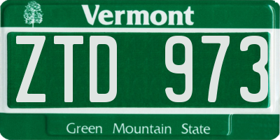 VT license plate ZTD973