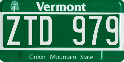 VT license plate ZTD979