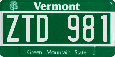 VT license plate ZTD981