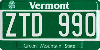 VT license plate ZTD990