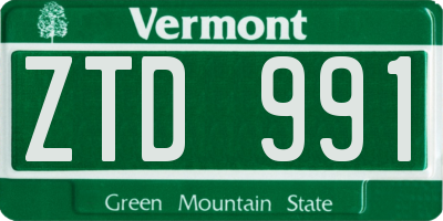 VT license plate ZTD991
