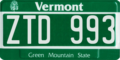 VT license plate ZTD993