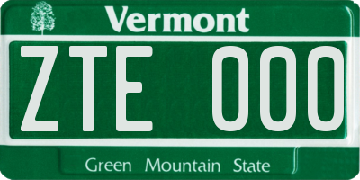 VT license plate ZTE000