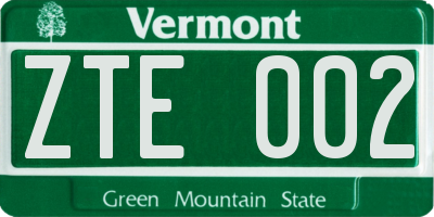 VT license plate ZTE002