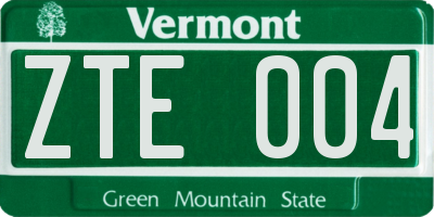VT license plate ZTE004