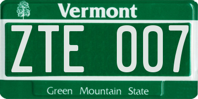 VT license plate ZTE007