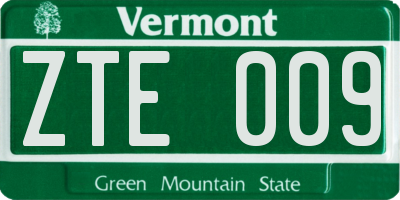VT license plate ZTE009