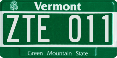VT license plate ZTE011