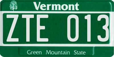 VT license plate ZTE013