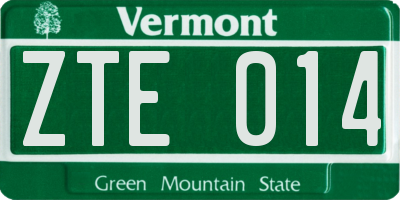 VT license plate ZTE014