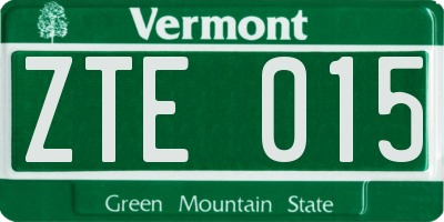 VT license plate ZTE015