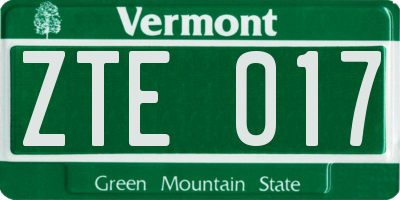 VT license plate ZTE017