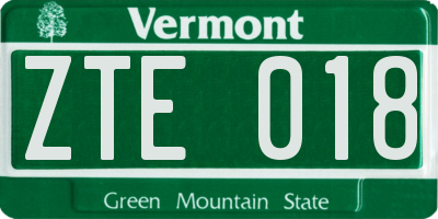VT license plate ZTE018