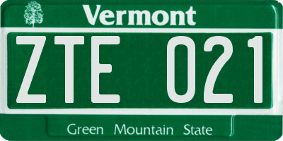 VT license plate ZTE021