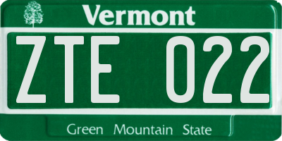 VT license plate ZTE022