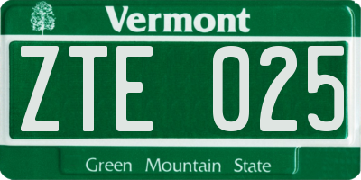 VT license plate ZTE025