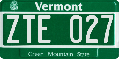 VT license plate ZTE027
