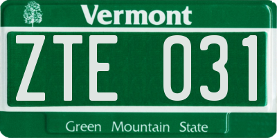 VT license plate ZTE031