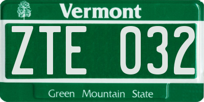 VT license plate ZTE032